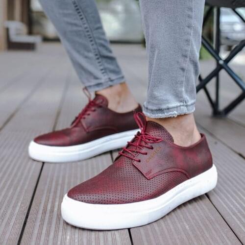 Chekich Mens and Womens Casual Shoes Claret Red Color Artificial Leather Lace Up Spring Summer Seasons Comfortable Fashion Wedding Classic Orthopedic Sport Lightweight Odorless Sneakers Breathable Suits CH061 V3