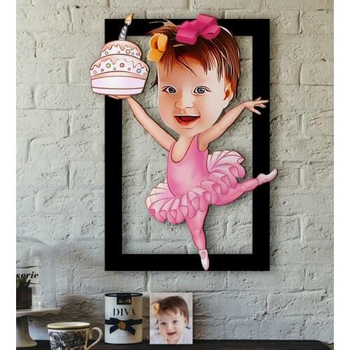 Personalized Baby Birthday Caricature OF 3D Wood Tablo-3 Reliable Quality Cost Effective Gift Home Decoration wall