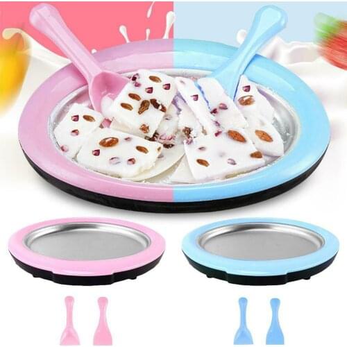 Summer Kids DIY Ice Cream Milk Roll Maker Pan Machine Yo-gurt Fried Tray Plate Milk Roll Maker Pan Machine Fried Tray Plate Plat