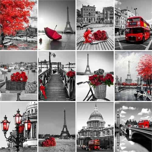 Evershine Diamond Painting Black White 5D DIY Full Square Diamond Embroidery Sale Landscape Rhinestone Picture Home Decoration