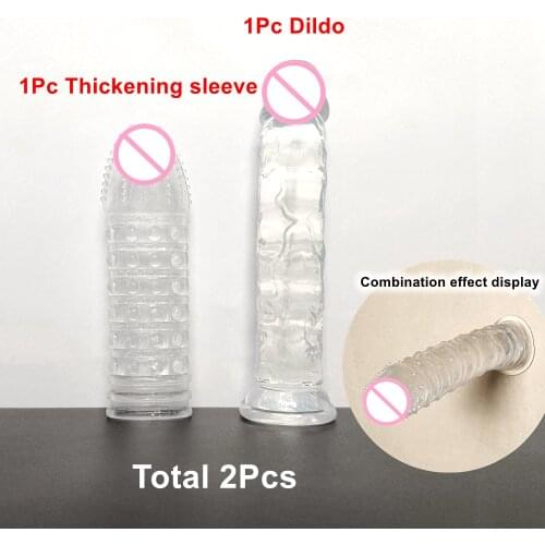 2PCS Dildo Adult Toys Erotic Soft Jelly Strong Suction Cup Dildo Anal Butt Plug Realistic Penis G-spot Orgasm Sex Toys for Woman