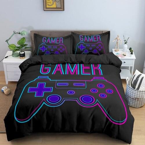 3D Fashion Gamer Gamepad Print Bedding Set Duvet Cover Cartoon King Queen Single Size Kids Boys Girl Teen Quilt Comforter