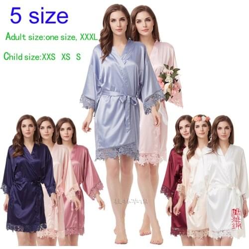 Lace Robe, Silk bridesmaid robes, Satin Bridal Robe,wedding party robe, Flower girl robe A900A