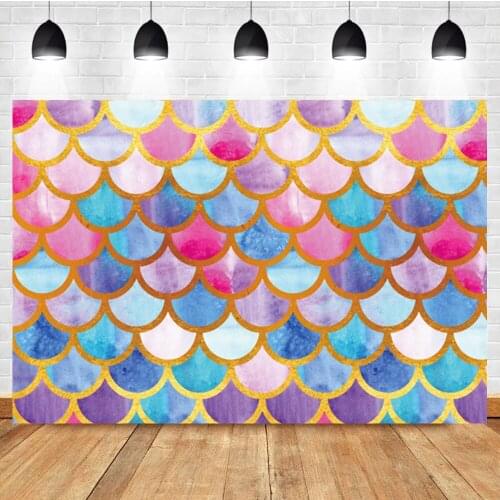Laeacco Colorful Fish Scale Sequins Glitter Baby Birthday Photo Photography Background Photographic Backdrop For Photo Studio