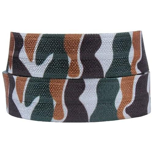 Flora Ribbons custom printed foe, 50 yards 5/8" camo patterns fold over elastic