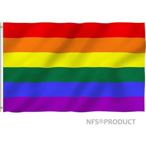 LGBT Flag Gay Pride Lesbian 90x150cm Polyester Rainbow Handheld Flag With Flagpole For Party Celebration Parade Sport