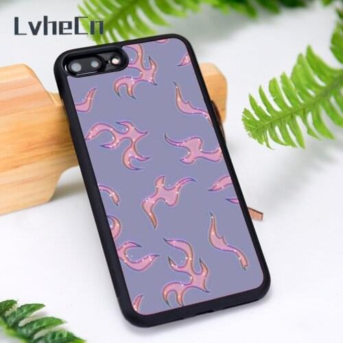 LvheCn Silicone Rubber Phone Case Cover for iPhone 6 6S 7 8 Plus X XS XR 11 12 Mini Pro Max Purple Sparkly Flame