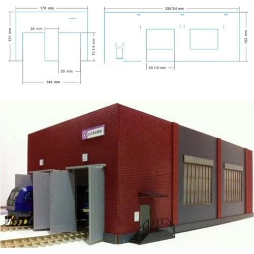 1:87 HO Scale Double Door Garage Model for Sand Table Building Scene Decorations A19
