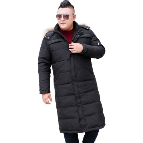 2018 Mens Winter Jacket Fashion Hooded Warm Casual Jacket Mens Long Over Knee Oversized XL-8XL 9XL 10XL Black Jacket