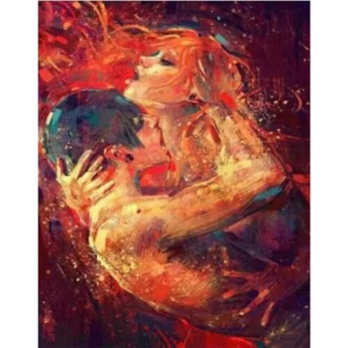 Flaming Hug Couple DIY Figure Painting By Numbers Wall Art Picture Acrylic Painting For Home Decoration Drop Shipping 60x75cm