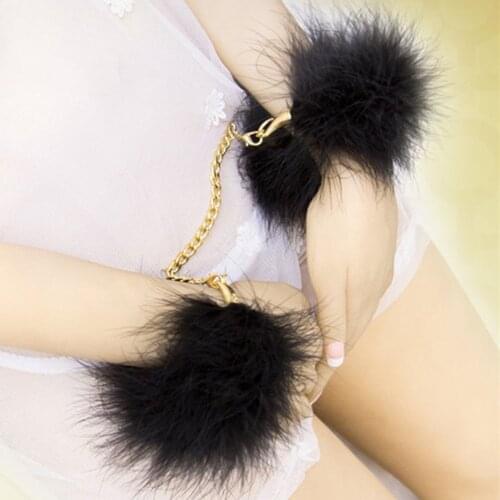 IKOKY Handcuffs Feathers Metal Handcuffs SM Bondage Adult Games Slave Restraints Sex Shop Role-playing Sex Toys for Couple New