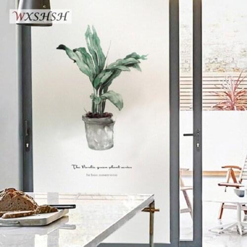 Custom Size Window Film Static Cling Green Plant Pattern PVC Private Decorative Foil For Window Sliding Door Cabinet 40cmx100cm