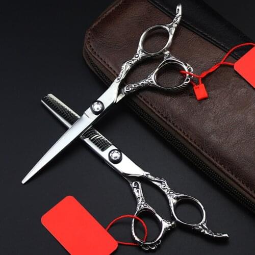 Professional 6.0 inch Maya style japan 440c hair scissors set makas scissor thinning shears cutting barber hairdressing scissors