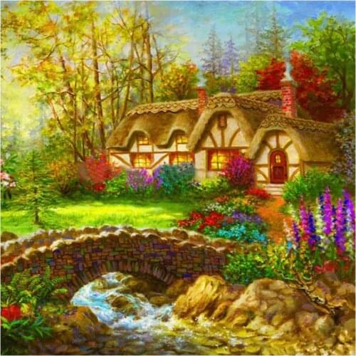 Rural Scenery Diamond Painting Garden House Round Full Drill Scenic Nouveaute DIY Mosaic Embroidery 5D Cross Stitch Home Decor
