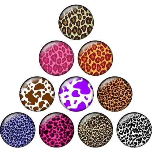 24Pcs/lot Zebra Print Pattern 10mm To 25mm Glass Cabochons Demo Flat Back for Necklace Bracelet Earrings Jewelry Findings H074