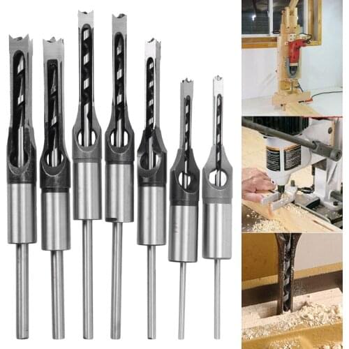 1/4 to 1/2 Inch Square Hole Drill Bit Steel Mortising Drilling Woodworking Tools