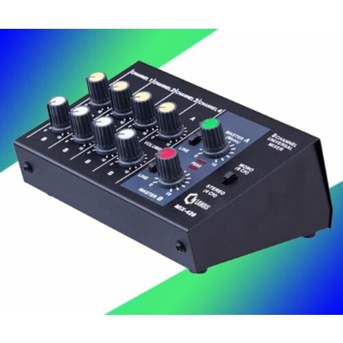 Top qualiy mixer Portable Switchable Stereo 4 & Mono 8 Channels Microphone Audio Mini Mixer Console Can be Powered By 9V Battery