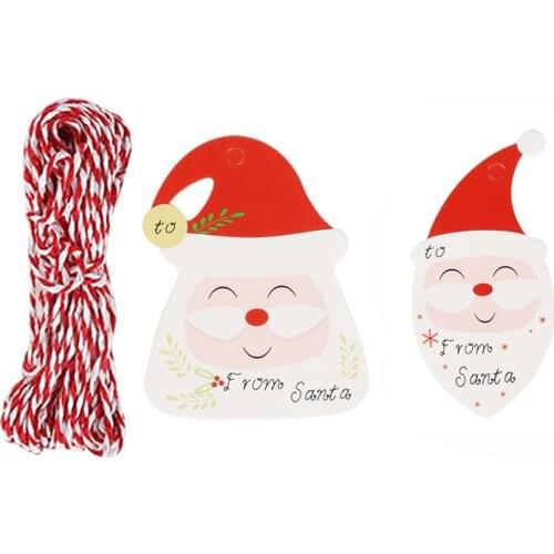 100pcs Merry Christmas Tags Kraft Paper Card Xmas Gift Box Label Tags Santa Claus Hanging Cards Christmas Gift Wrapping Decor