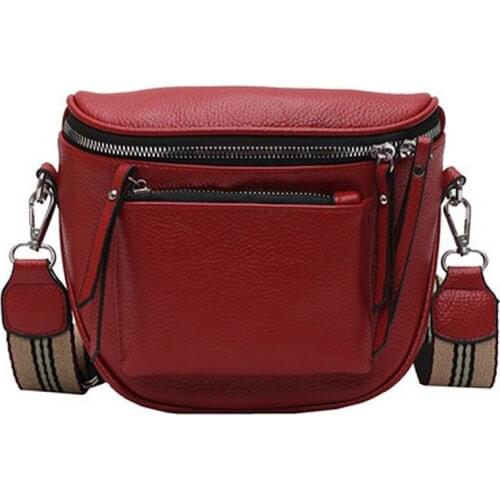 Women Crossbody Bag Fashion Shoulder Bag Wide Strap Soft Leather Female Messenger Bag For Ladies High Quality