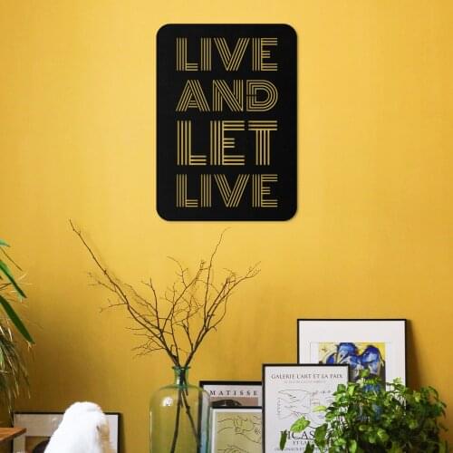 Live and Live Metal Black Decor Wall Art Decorative Large Wall Decor for Bedroom Study Room Living Room Office Home decoration