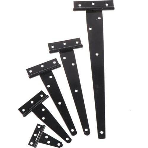 1PCS ee Hinge Black T hinges Cabinet Hinge Garden Shed Wooden Door Gate for Light Gates Doors Furniture Hardware 2-12inch