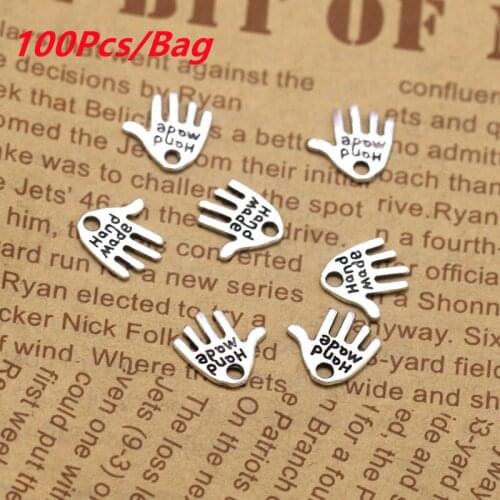 100pcs 11x12mm DIY Accessories Retro Color Handmade Hand Charms Hand Made Pendant Earring Charms for Jewelry Accessories