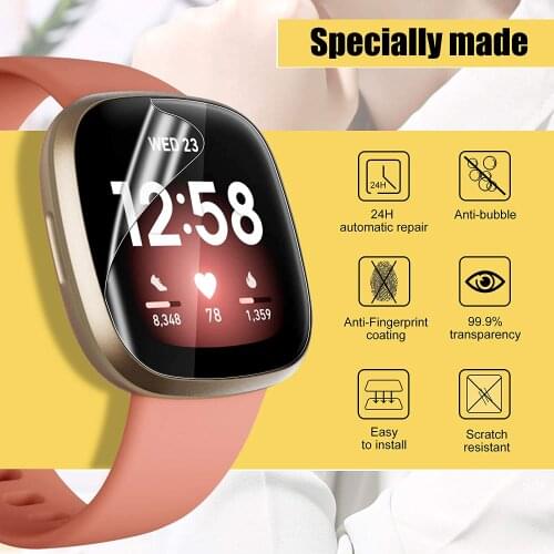2Pcs Soft TPU Screen Protector For Fitbit Versa 3 Versa 2 Anti-Scratch Waterproof TPU Soft Flexible Film For Fitbit Onic