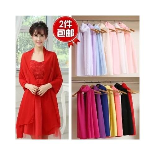 20 colors! 200cm*75cm Woman Wedding Wraps Chiffon Jacket Shrug For Bridal Party Custom-made Color Avaliable 2019