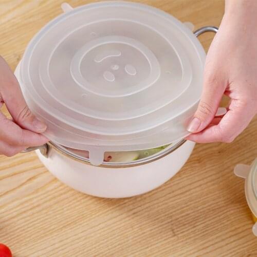 3/6Pcs Reusable Sealed Silicone Cling Film Fresh Food Cover Wrap Kitchen Stretch Fresh Keeping Lids Kitchen Accessories