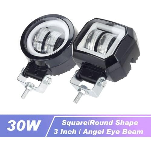 3 Inch 30W 6000K Angel Eye Car Led Work Light 12V For 4x4 Offroad Motorcycle Bicycle ATV SUV Truck DRL Work Driving Lights
