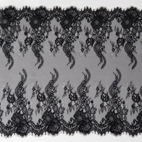 3 Meter/piece 63cm Width White Black Eyelash Lace Trim Fabric Flower DIY Crafts Wedding Dress Clothing Bra lace material