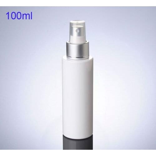 300pcs/lot 100ml Empty plastic Split charging bottle, 100cc White Spray Bottles with Silver Sprayer