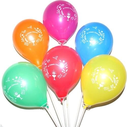 50pcs Spanish My first holy communion party Theme Balloons decoration,10 inch Mi Primera Comunion Colorful Latex Helium Balloons