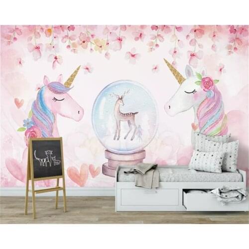 Beibehang Custom size Fashion decorative painting stereo micrometer papel de parede 3d wallpaper watercolor unicorn background