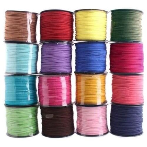 T345ng 100M 3mm x 1 5mm Multicolor Flat Faux Suede Korean Velvet Leather Cord DIY Rope For Bracelet Necklace crystal