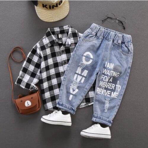 Children jeans Fashion broken hole kids jeans for girls Boys Spring Autumn jeans for girls Casual Loose Ripped Jeans size:90-130