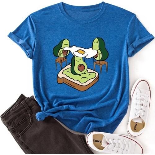 Women Crew Neck Short Sleeve Casual Summer T-shirts Avocado Graphic Tee Shirts Tops Female Clothes Streetwear Shirts