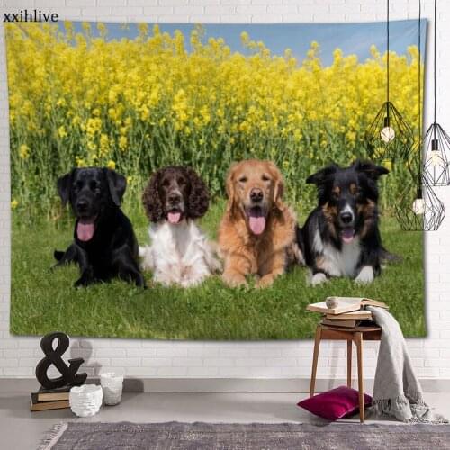 Custom Tapestry Animal Dog Spaniel Printed Large Wall Tapestries Hippie Wall Hanging Bohemian Wall Art Decoration Room Decor