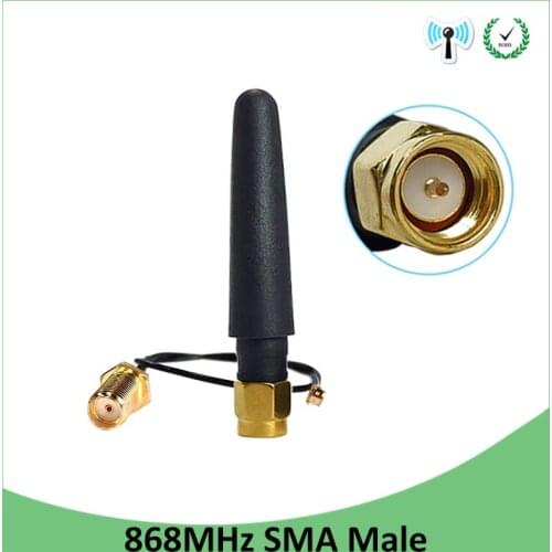 868MHz 915MHz Antenna 2dbi SMA Male Connector 10pcs GSM 915 MHz 868 MHz IOT antena antenne +21cm RP-SMA/u.FL Pigtail Cable