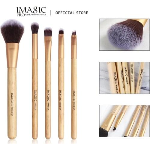 IMAGIC New Womens Fashion Brushes 5PC Wooden Cosmetics Eyeshadow Brush Makeup Brush Sets Beauty Tools