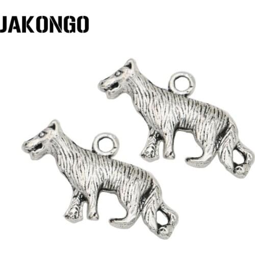 JAKONGO Antique Silver Plated leopard Charms Pendant for Jewelry Making Earrings Bracelet Accessories DIY 14x22mm 15PCS/lot