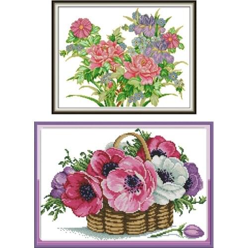 Joy Sunday Cross Stitch Flowers 11ct 14ct Aida Fabric DMC Thread DIY Needlework Embroidery Patterns Printed on Canvas Home Decor