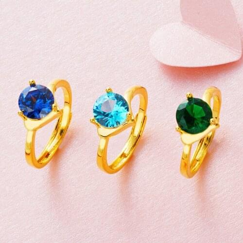 Rings for Women Zircon 24K Gold Ring Crystal Women Couple Party Wedding Engagement Rings Luxury Jewelry Wholesale