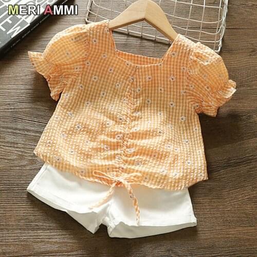 MERI AMMI Clothing Set Children Girl Summer Outfit Flower Tee +Shorts Outwear For 1-5 Year Baby Girl