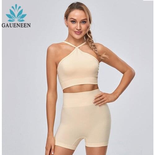 GAUENEEN Two Piece Yoga Sets Women Gym Clothes Padded Push Up Sports Bra High Waist Shorts Set women Sport Outfits Tracksuit