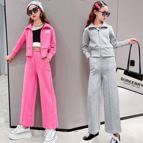 Sets for Girls Sports Autumn 2021 Children Clothes Zipper Hoodie Pants Two-piece Suit Kids Clothes Girl Long Sleeve Teen Outfits