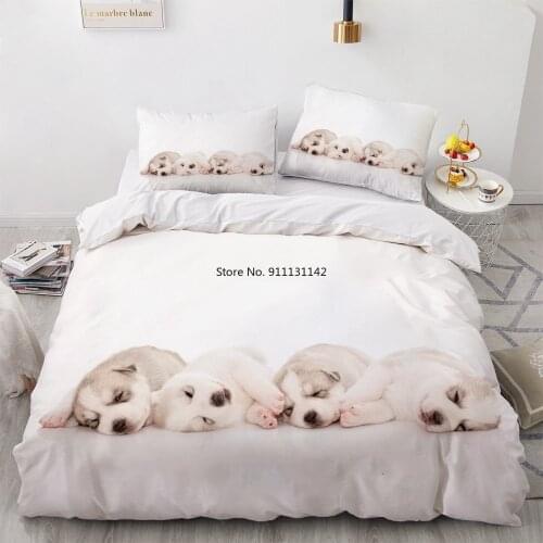 3D Bedding Sets Pets Dog White Duvet Quilt Cover Set Comforter Bed Linen Pillowcase King Queen 200*230cm Size Dalmatian Dogs