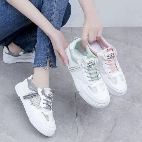 Womens White Shoes Summer New Korean Style Sneakers Womens Street Shooting Student Casual Shoes Breathable Womens Mesh Shoes
