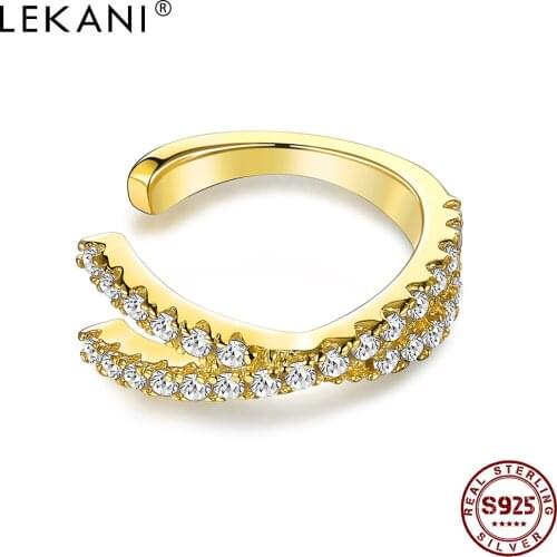 LEKANI Clip Earrings For Women 925 Sterling Silver White Round Clear Cubic Zirconia Luxurious Earring Anniversary Fine Jewelry