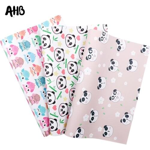 AHB Faux Leather Sheets Chinese Panda Synthetic Leather Fabric For DIY Kids Hair Accessories Natural Theme Party Decor Materials